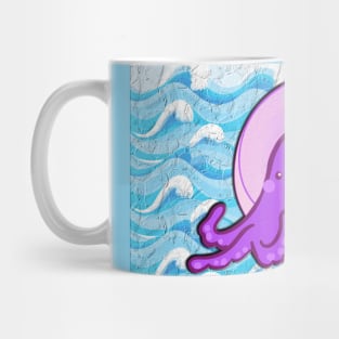 funny octopus swims in water Mug